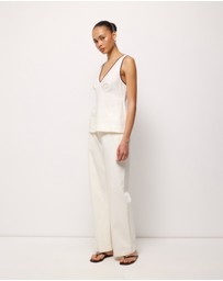 AERE - Contrast Trim Linen Top