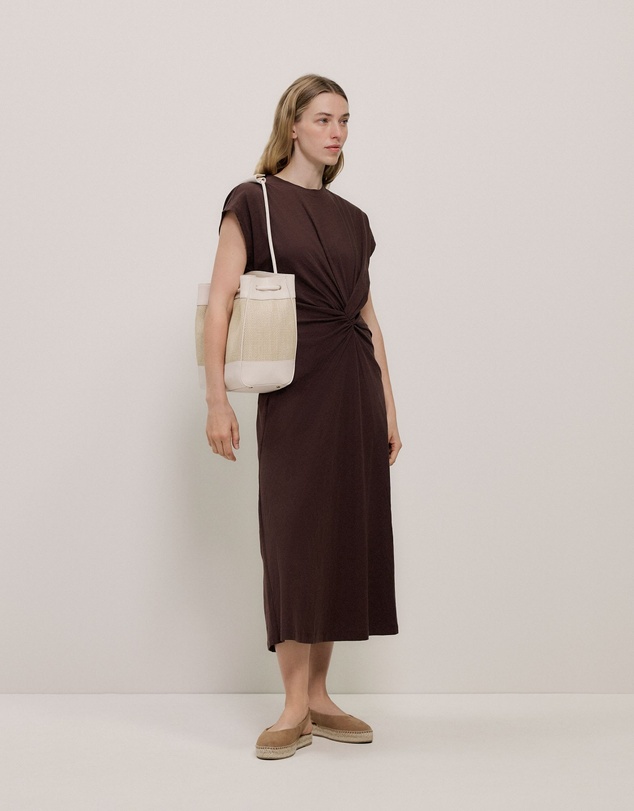 Trenery - Cotton Jersey Twist Dress in Coffee