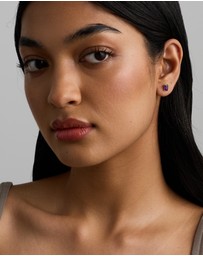 Michael Hill - Emerald Cut Amethyst Earrings in 10kt Yellow Gold