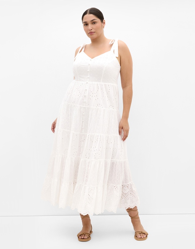 City Chic - Plus size Allegra Embroidered Tier Dress - ivory