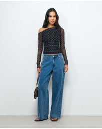 AERE - Chloe Off Shoulder Mesh Top