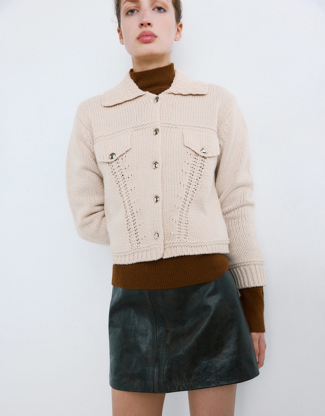 M.N.G - Cardigan Jacket With Shirt Collar