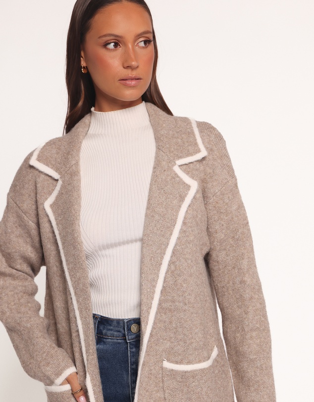 Petal & Pup - Katia Contrast Trim Coatigan - Beige