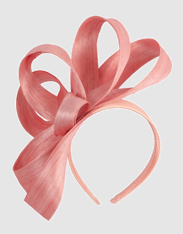 Fillies Collection - Coral Silk Abaca Loops Racing Fascinator