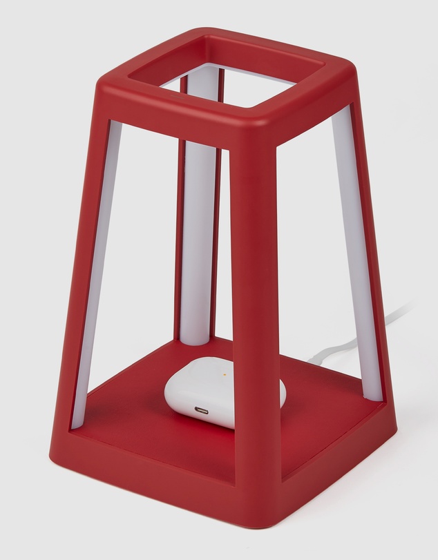 Lexon - Lexon Lantern Portable Lamp With Built-In Wireless Charger - Red
