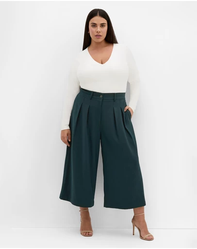 City Chic - Plus size Abbie Crop Pant - deep emerald