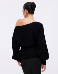 Revibe - Repaired Minima Esenciales Oriel Off Shoulder Knit Top - AU 8