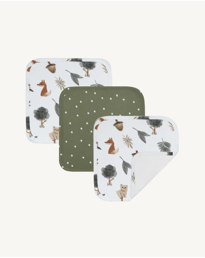 Living Textiles - 3 Pack Jersey Wash Cloths - Forest Retreat