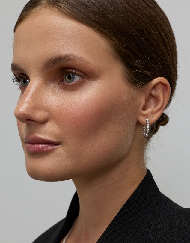 Michael Hill - 1.00TW Lab Diamond Inside Out Hoop Earrings in Silver - Small