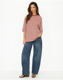 Dazie - Nostalgia Stripe Oversized Boyfriend Tee