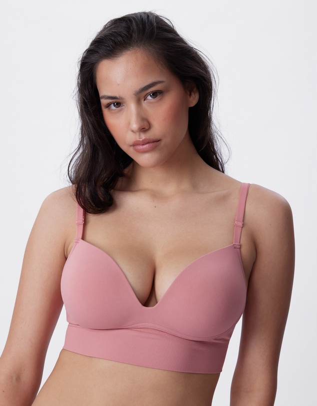 Bras N Things - Base Layers Longline Push Up Wirefree Bra - Rose