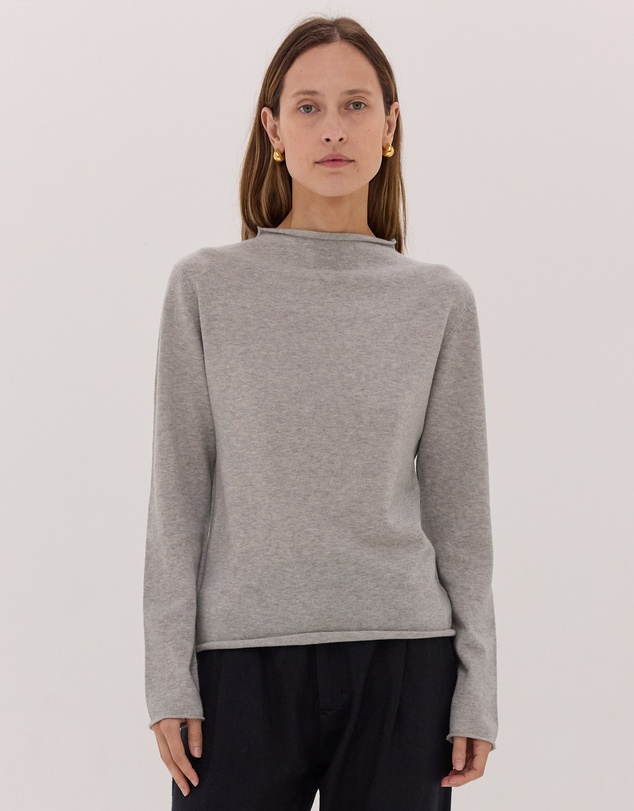 Cloth & Co. - The Funnel Neck Top | Earl Grey