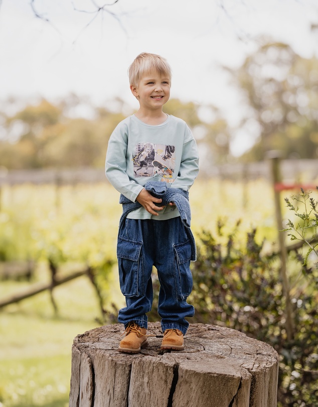 Fox & Finch - Indigo Cargo Pull On Jeans 3-7 Yrs