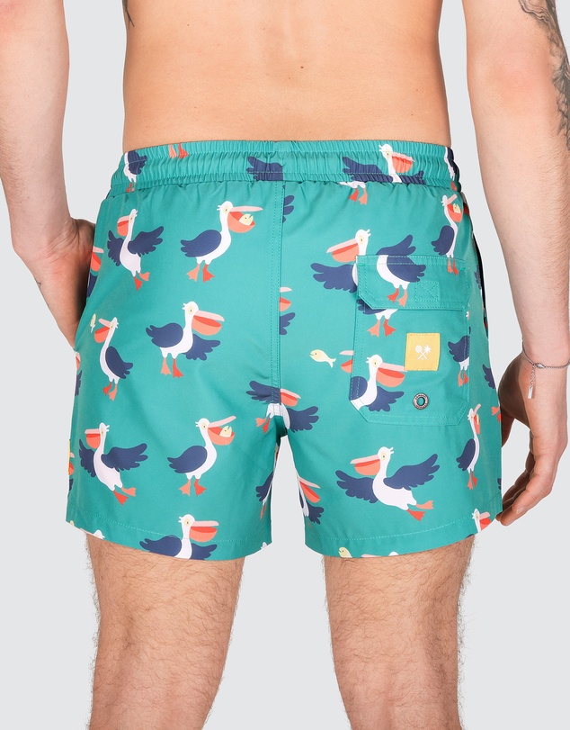Skwosh - Pelican Party Men's Eco Swim Shorts in Forest