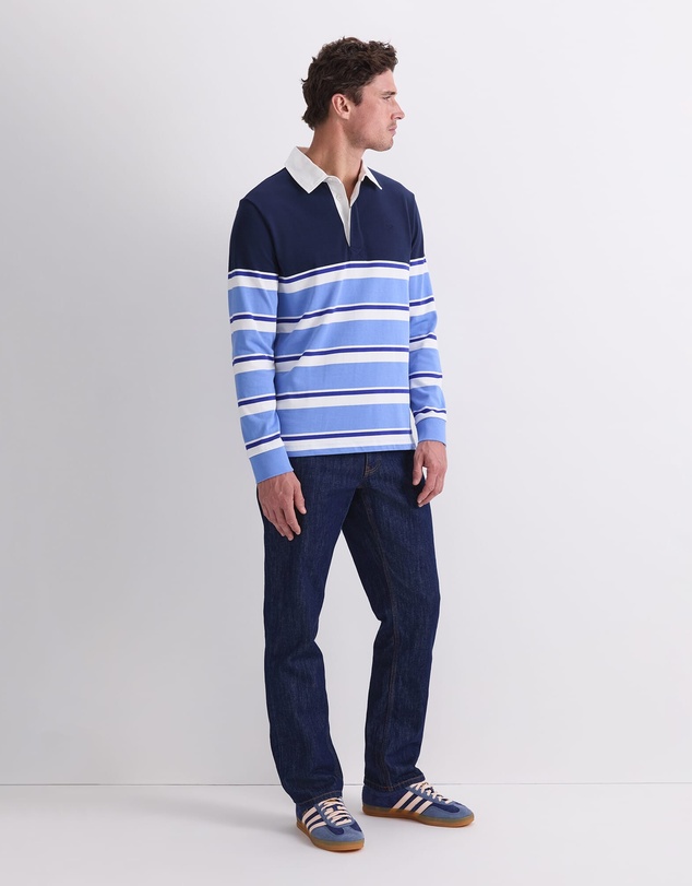 Sportscraft - Long Sleeve Stripe Rugby Polo