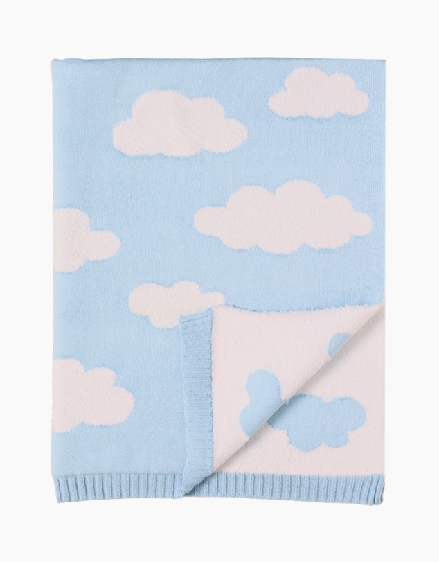 Living Textiles - Pram Knitted Blanket - Cloud Whisper / Blue