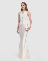 Self Portrait - Linen Satin Maxi Dress