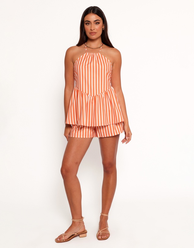 Petal & Pup - Valencia Halterneck Top - Orange Beige Stripe