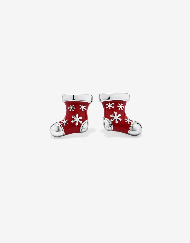 Michael Hill - Christmas Stocking Stud Earrings with Red Enamel in Sterling Silver