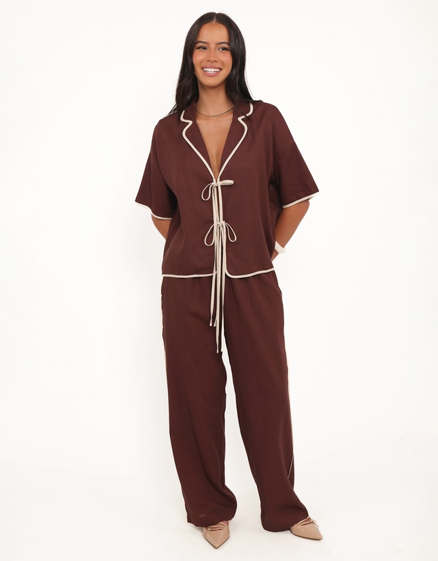 Petal & Pup - Dalton Tie Top - Brown Cream