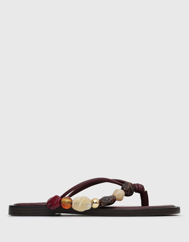 Betts - Saltwater Leather Multi Beaded Thong Sandals