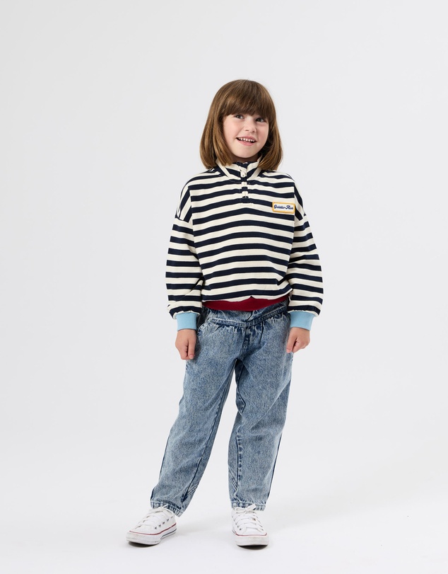 Goldie + Ace - Stripe Logo Quarter Zip Sweater - ICONIC EXCLUSIVE - Babies-Kids