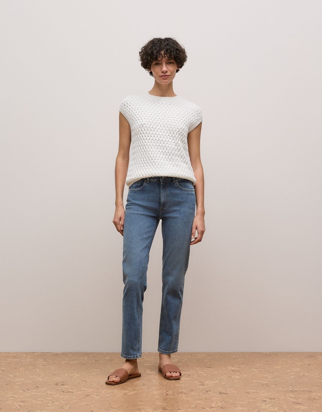 Trenery - Mid Rise Straight Leg Jean in Vintage Wash Denim