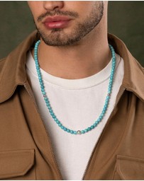 Nialaya Jewellery - Beaded Necklace with Turquoise and Silver