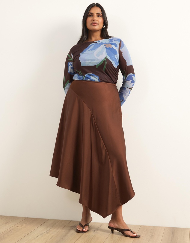 Atmos&Here Curvy - Bonnie Asymmetrical Handkerchief Midi Skirt