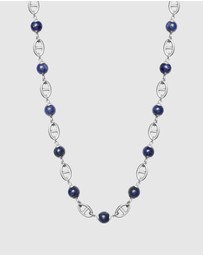 Nialaya Jewellery - Men's Silver Mariner Chain with Blue Lapis