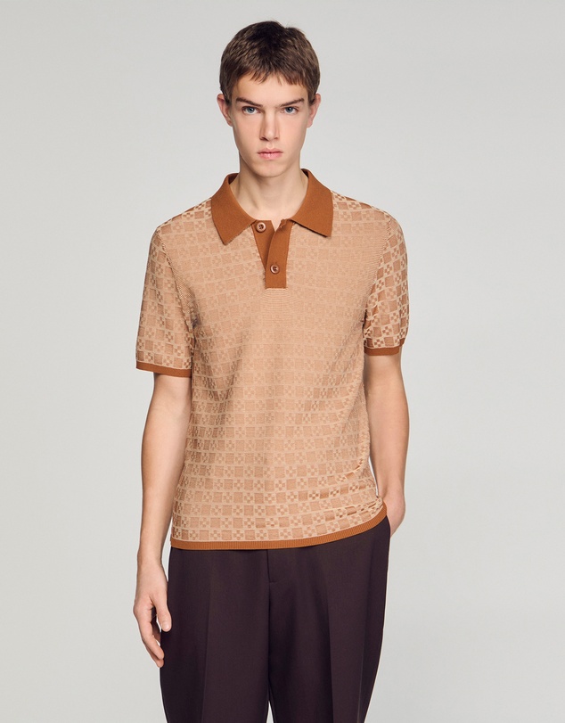 Sandro - Cross Knit Polo Sweater