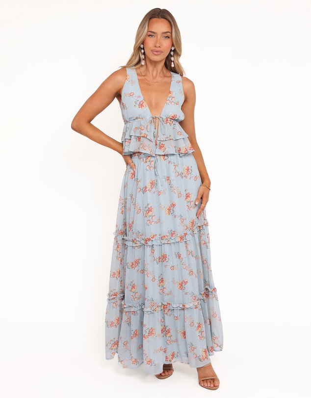 Petal & Pup - Isla Tiered Skirt Set - Blue Floral