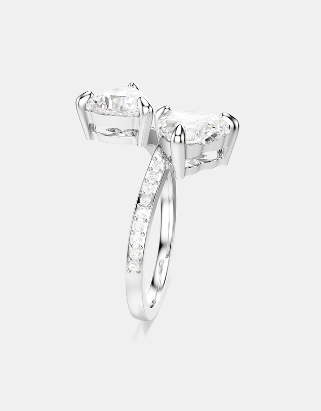 Swarovski - Mesmera Open Ring, Heart Cut, Pavé, White, Rhodium-Plated