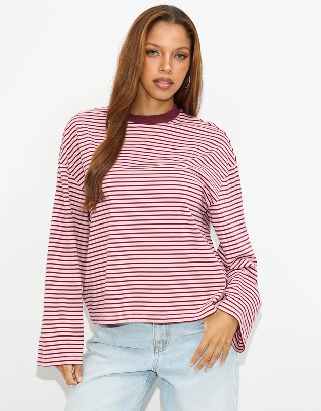 Dazie - Nostalgia Stripe Oversized LS Tee
