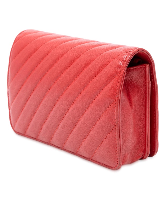 Pre-Loved by Azura Reborn - Pre-Loved Quilted Goatskin Diagonal Wallet On Chain