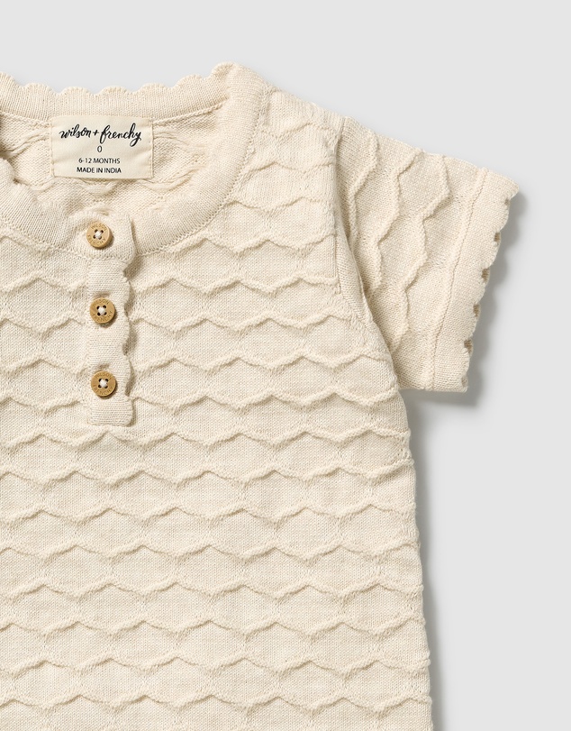 Wilson & Frenchy - Milk Cloud Organic Knitted Chevron Bodysuit - Babies