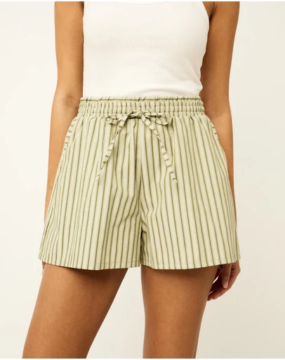 Dazie - Nina Stripe Double Waist Band Shorts