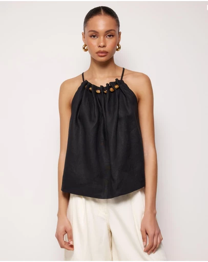 AERE - Nora Beaded Linen Top