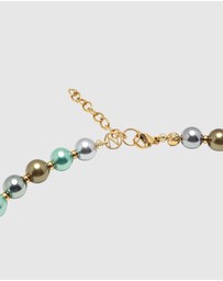 Nialaya Jewellery - 10mm Pastel Metallic Pearl Necklace with Gold