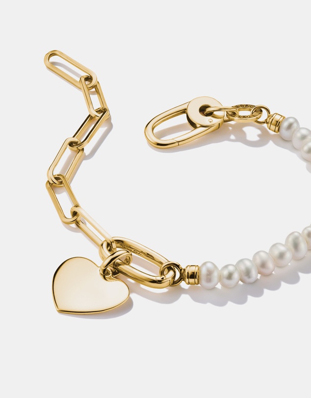 THOMAS SABO - THOMAS SABO Connect Charm Bracelet Paperclip with Pearls Gold
