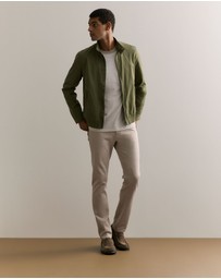 Trenery - Cotton Jacquard Contrast Collar T-shirt in Cement