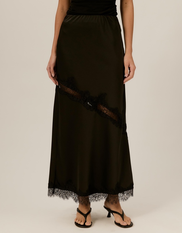 Tussah - Juliette Satin Lace Insert Maxi Skirt