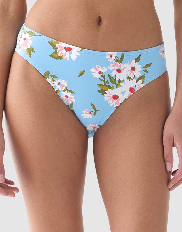 Kate Spade - Spring Daisies Mid-Rise High Cut Bikini Bottom