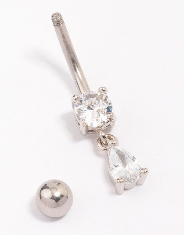 Lovisa - Surgical Steel Cubic Zirocnia Pear Drop Belly Piercing