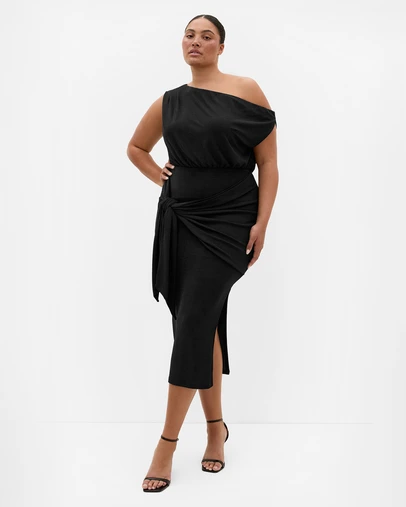 City Chic - Plus size Paloma Metallic Midi Dress - black