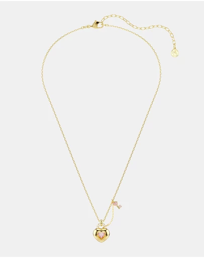 Swarovski - Idyllia Pendant, Mixed Cuts, Heart, Key, Pink, Gold-Tone Plated