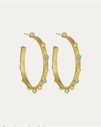 Ottoman Hands - Tanrica Large Hoop Earrings with Turquoise Beads