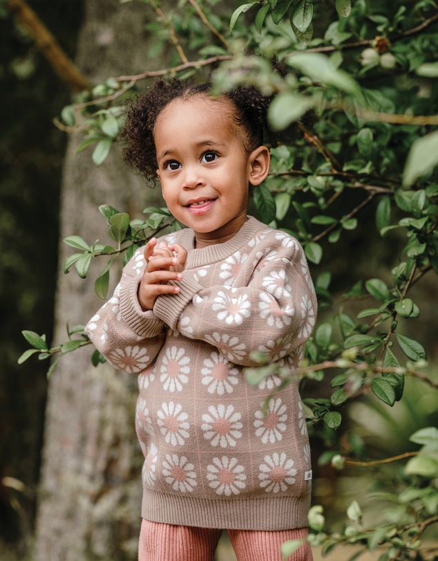 Kynd Baby - Knit Jumper in Grid Floral