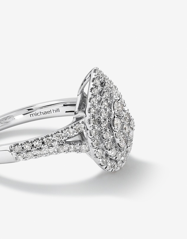Michael Hill - 0.65 Carat TW Pear Cluster Halo Diamond Ring in 10kt White Gold