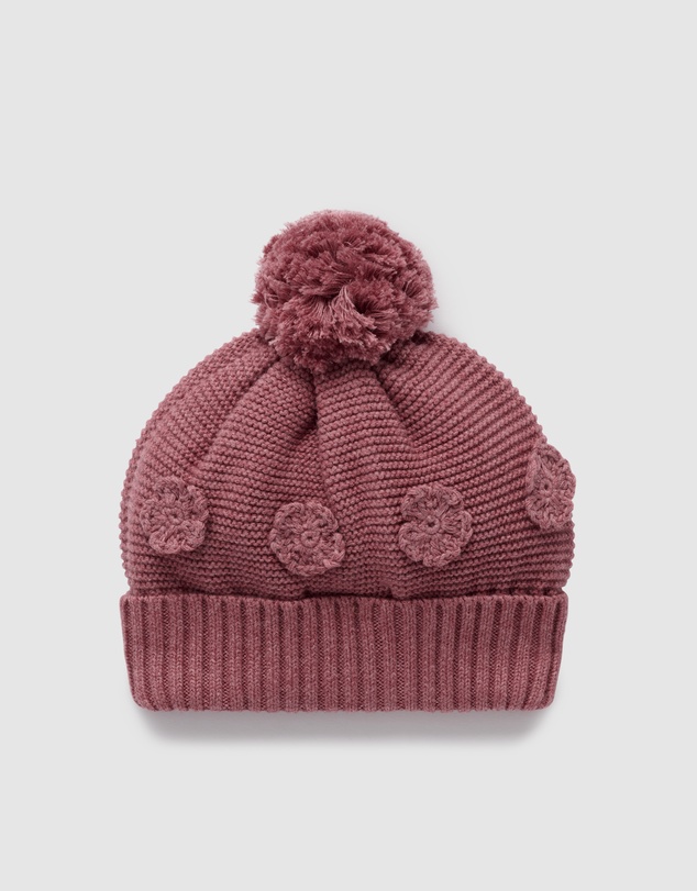 Purebaby - Crochet Flower Beanie -Kids-Babies
